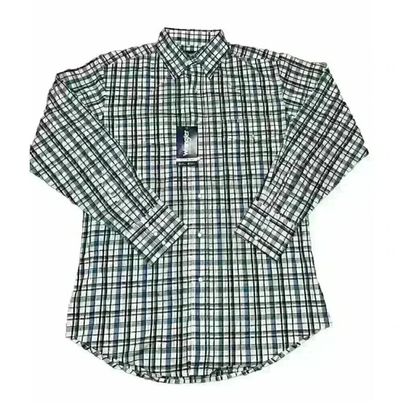 Wrangler Other - Wrangler Men's Blue Plaid Long Sleeve Pearl Snap Button Up Shirt NWT Size Medium
